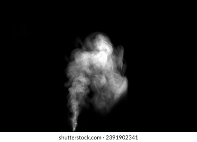 White smoke or steam smog moves on a black background. Beautiful gray smoke 
					
