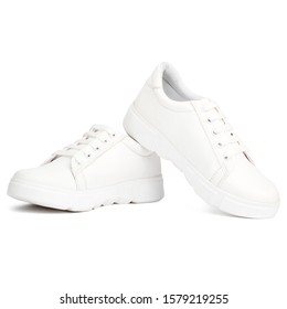 White Sneakers Shoes- All Angles