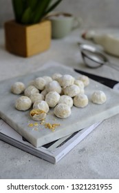 White Snow Ball Cookies On The Table