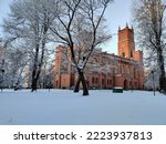 The white snow carpet and the church. Vaasan kirkko(The church of Vaasa,finland)