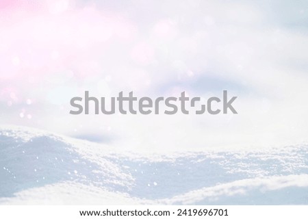 WHITE SNOWY NATURE BACKGROUND, SOFT LIGHT CHRISTMAS NATURAL BACKROP, FRESH WINTRY DESIGN WITH SNOW FIELD FOR MONTAGE