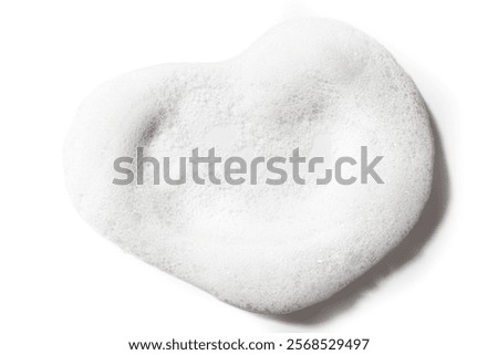 White soap foam sample drop isolated on white background. Face mousse swatch.