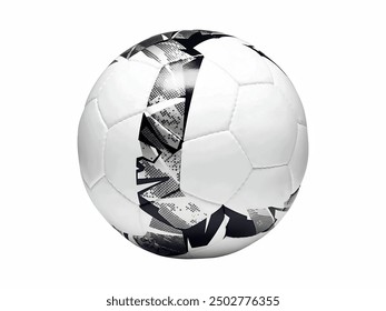 White soccer ball featuring a modern geometric pattern in black and gray, designed to enhance visibility and style, perfect for both casual play and professional matches. - Powered by Shutterstock