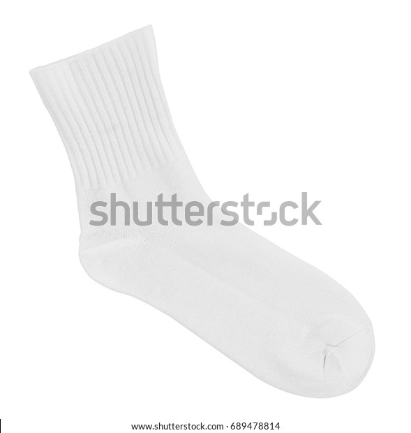 White Sock Closeup On Isolated White Stock Photo (Edit Now) 689478814