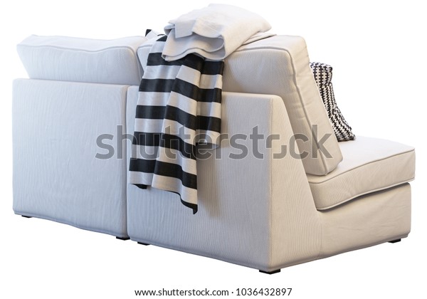 White Sofa Ikea Kivik Pillows Plaids Stock Photo Edit Now 1036432897