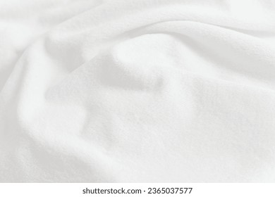 White soft wavy fleece blanket texture backgroud with space for text.