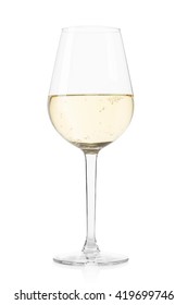 White Sparkling Wine Glass Isolated On White, Clipping Path Included