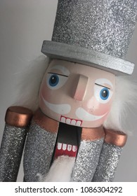 White Sparkly Nutcracker With It’s Mouth Open