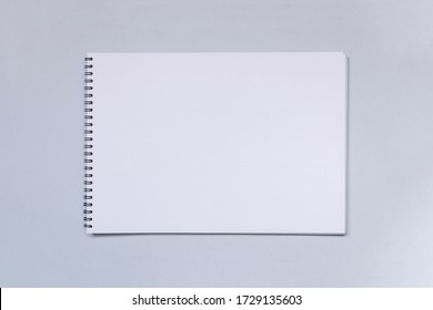 White Spiral Album Or Sketchbook Mock Up On Gray Background