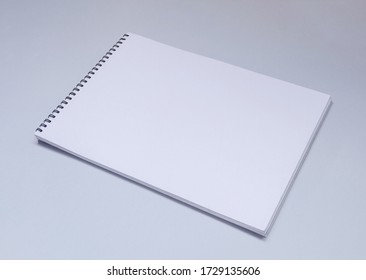 White Spiral Album Or Sketchbook Mock Up On Gray Background