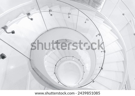White Spiral Staircase Background with empty copy space.