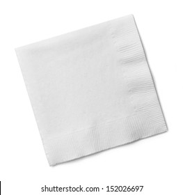 Салфетка из белого квадрата, изолированная на белом фоне.