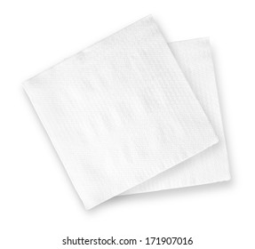 White Square Bar Napkin Isolated On White Background