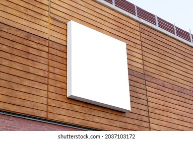 White Square Billboard On Building Wall For Mockup, Poster Design Presentation