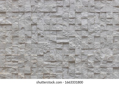 White with square cells multilevel decorative facing brick, texture, background