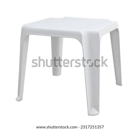White square plastic patio side table isolated on white