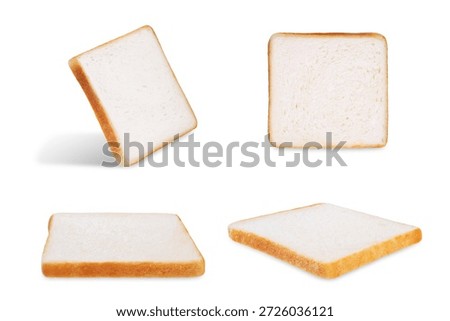White square sliced bread on a white isolated background. toning