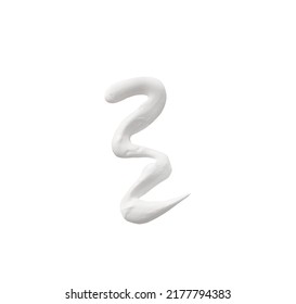 White Squiggle Of Cosmetic Cream Isolated On White Background. Texture Of Cream Stroke On White Background