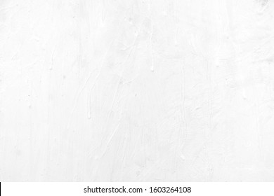 White Stained Painting On Concrete Wall Texture Background.