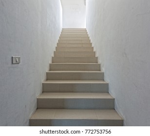 White Staircase In Light  Villa  Interior