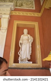 White Statue Of Asclepius, A Hero And God Of Medicine In Ancient Greek Religion And Mythology, Inside The Orto Botanico Di Palermo (Palermo Botanical Garden)