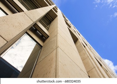 White Stone Facade Of An Office Building