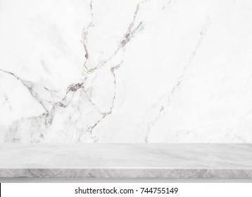 White stone table top and background of white marble stone wall - can used for display or montage your products. - Shutterstock ID 744755149