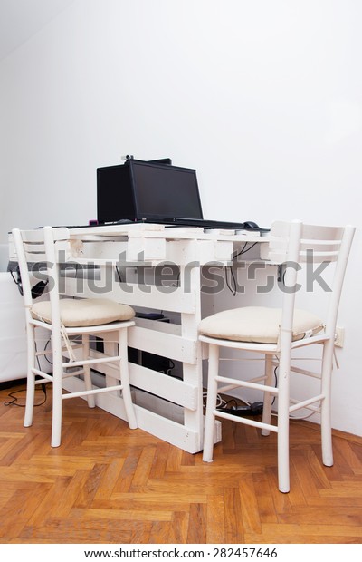 White Storage Industrial Pallet Used Home Royalty Free Stock Image