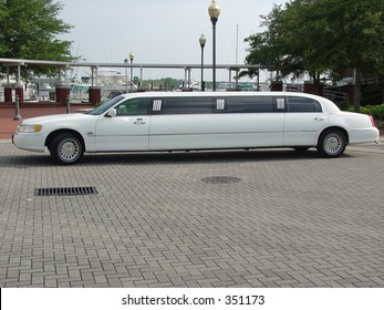 White Stretch Limo With Breezeway Background