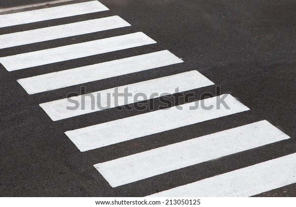 White Stripes Zebra Crossing On Road Stock Photo (Edit Now) 213050125