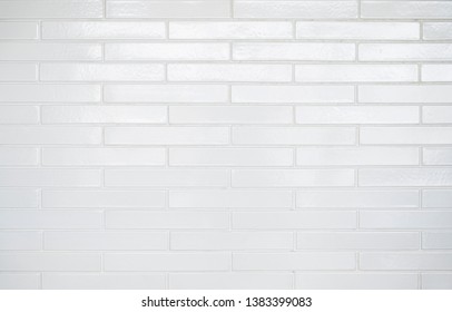 White Subway Tile Background With Rectangular Bricks.