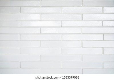 White Subway Tile Background With Rectangular Bricks.