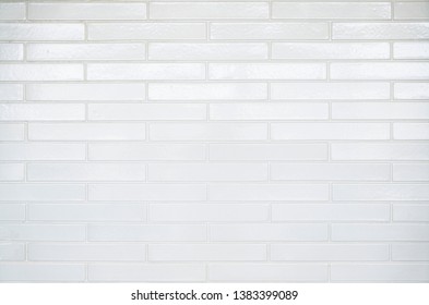 White Subway Tile Background With Rectangular Bricks.