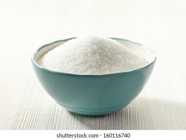 White Sugar In A Blue Bowl