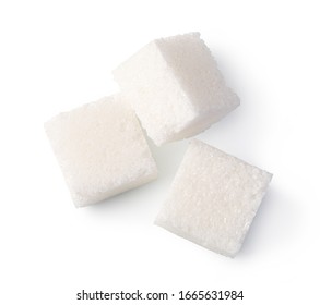 White Sugar Cubes, Isolated On White Background