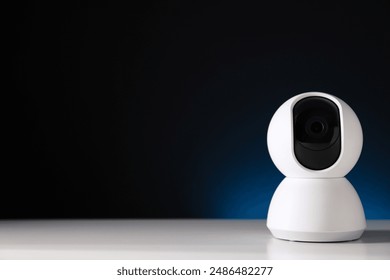 White surveillance camera on a dark background - Powered by Shutterstock