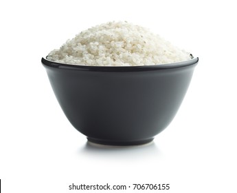 White sushi rice in bowl isolated on white background.