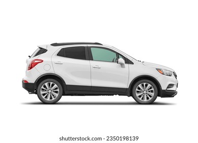 White SUV car isolated on white background with clipping path. Side view. - Shutterstock ID 2350198139