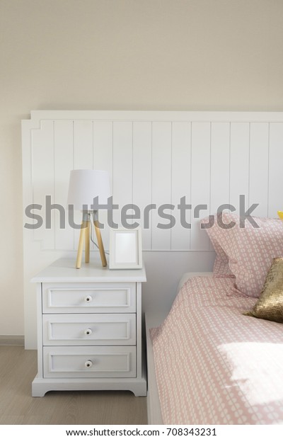 White Table Lamp Pink Girl Bedroom Stock Photo Edit Now