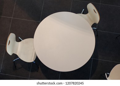 White Table With Two Chairs Top View