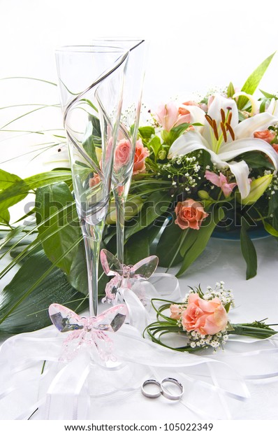 White Table Wedding Decoration Flower Bouquet Stock Photo Edit