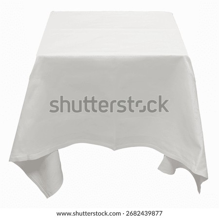White tablecloth on the table empty mockup. Isolated clipping path on background.