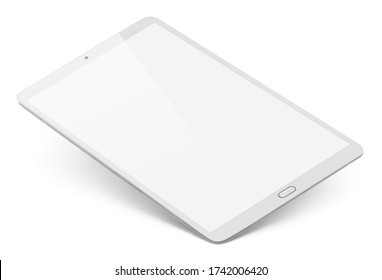 White Tablet With Blank Screen, Isolated On White Background