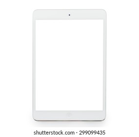 White tablet computer blank white screen studio shot isolated on over white background, Technology Digital Portable Information Device Mockup