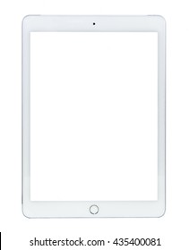 White tablet computer isolated on over Black background - Shutterstock ID 435400081