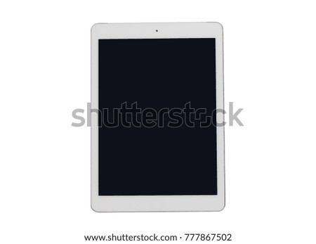 White tablet computer isolated on over white background.