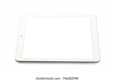 White Tablet Computer On Over White Background