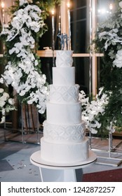 White Tall Wedding Cake