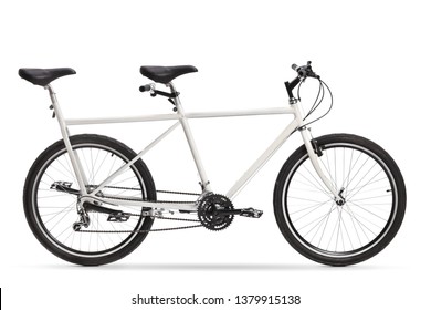 White Tandem Bike Isolated On White Background