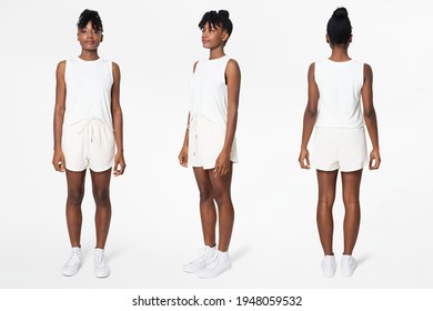 White Tank Top And Shorts Women's Summer Apparel